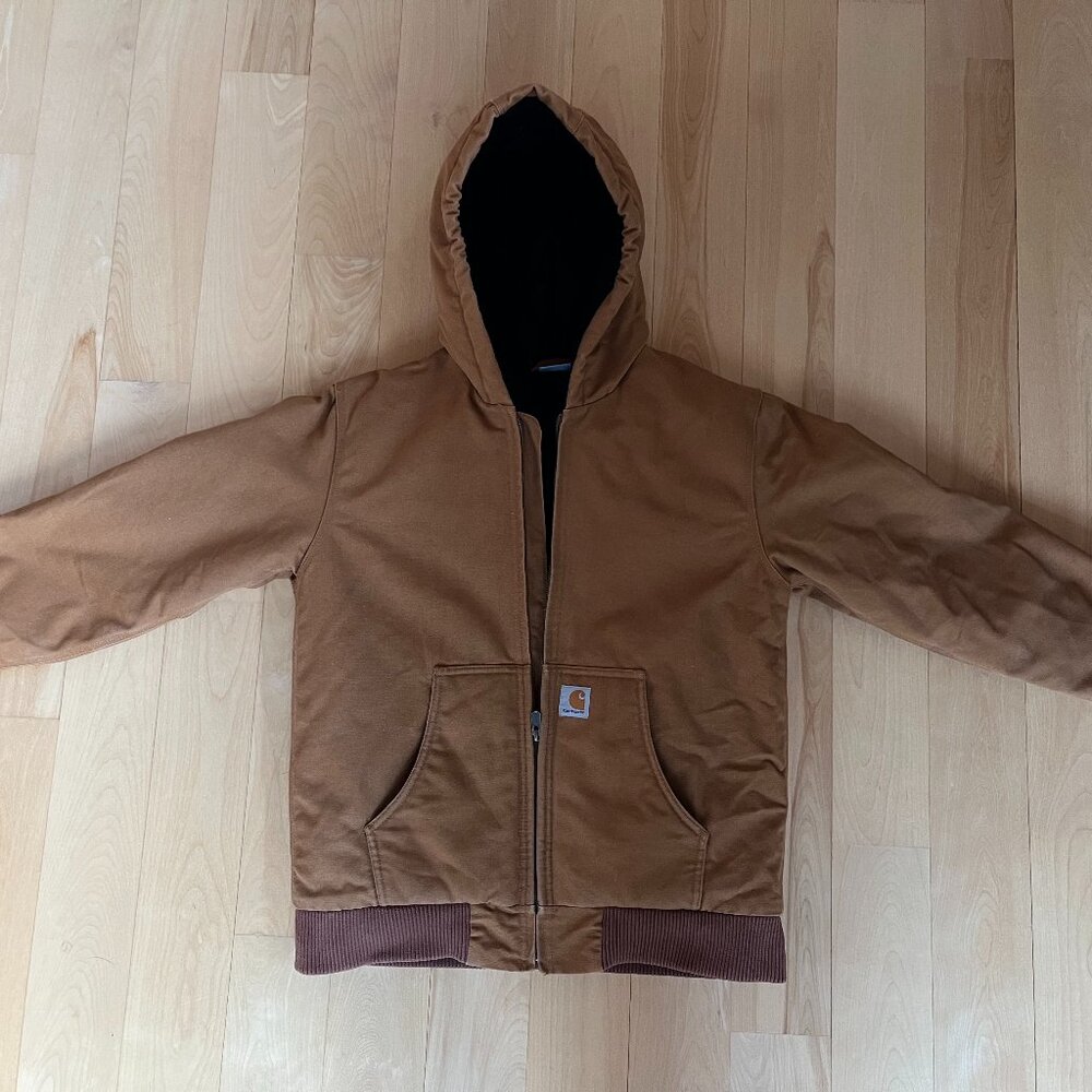 Carthartt Boys' Canvas Insulated Hooded Active Jacket, size 14-16